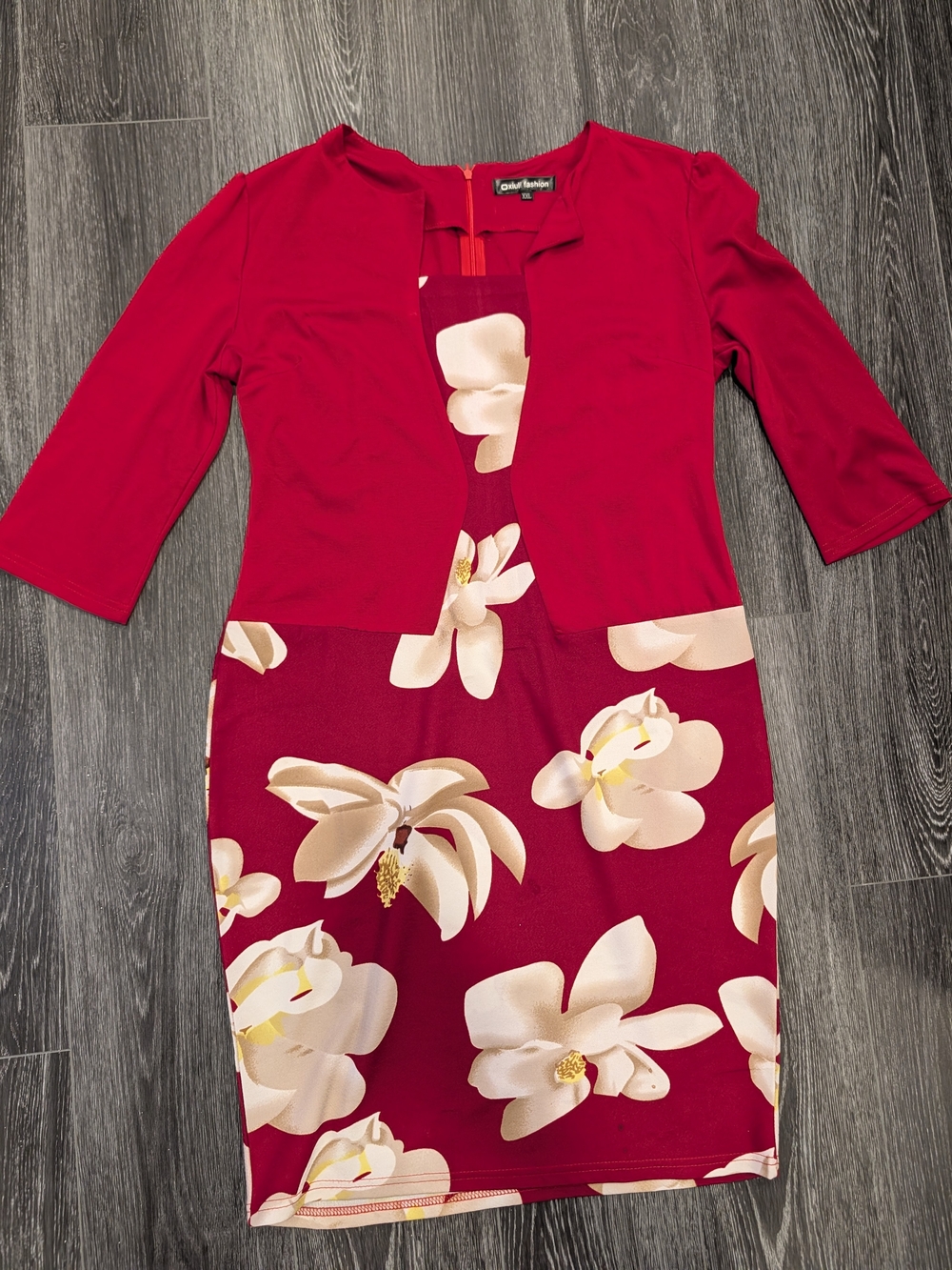 Women's Red Floral Panel Dress